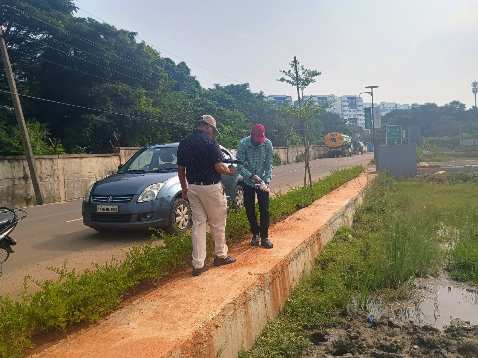 Construction site inspection and land survey work in Chennai, Tamil Nadu by VRN Aishwaryam Constructions