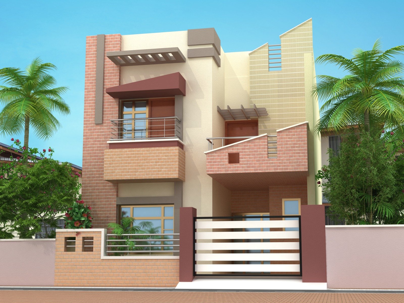 Modern duplex house 3D elevation design in Chennai, Tamil Nadu by VRN Aishwaryam Constructions